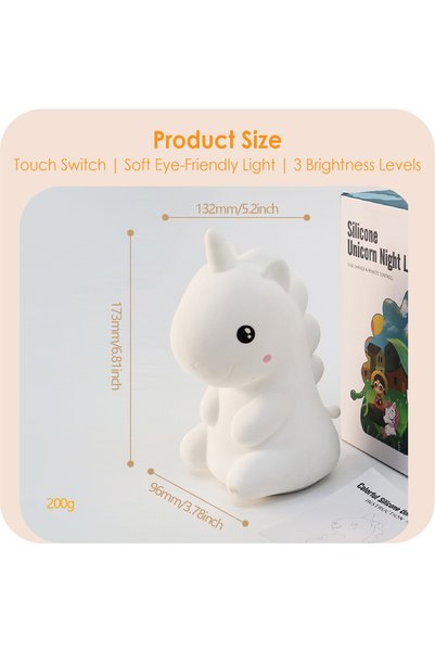 wayawaa Cute unicorn night light, made of silicone, Desk and Night Lamp(white)