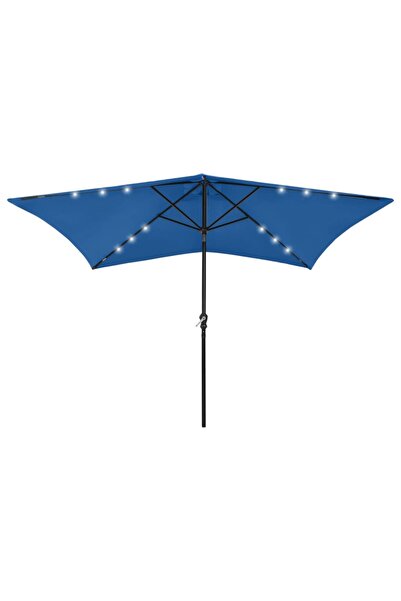 Concept Umbrelă de soare cu stâlp din oțel & LED-uri, albastru, 2x3 m
