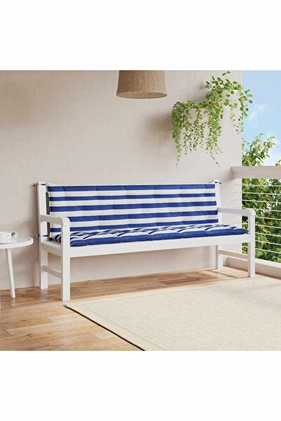 Concept Perne de bancă 2 buc. dungi albastre și albe 180x50x7 cm textil