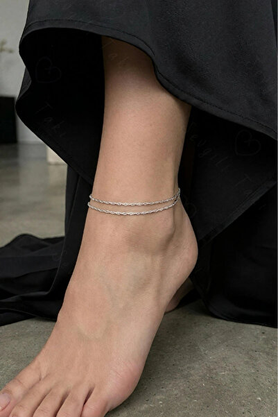SEVGİLİ TAKI İki Zincirli Çelik Zincir Halhal | Vera Serisi