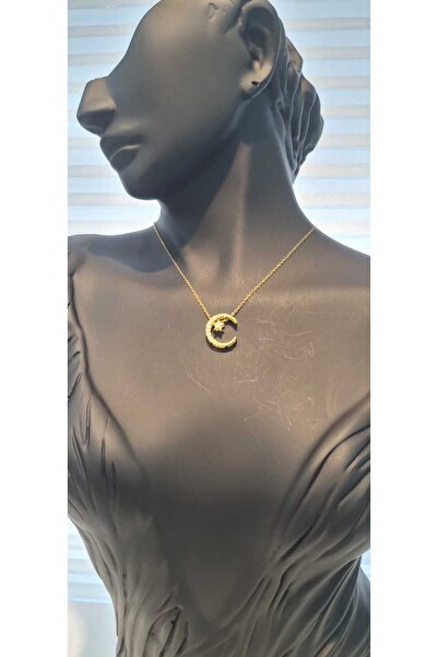 Mf Zircon Stone Moon Star Necklace