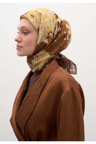 Freshscarfs Eșarfă din bumbac și viscoză cu model Plumeria, model Tile Tiny