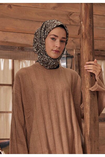 Freshscarfs Estelle šal od pamuka i svile sa uzorkom, braon