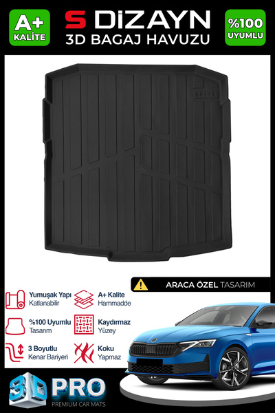 S Dizayn S-Dizayn Skoda Octavia 3D Pro Bagaj Havuzu 2024 Üzeri A+ Kalite 3BH-...