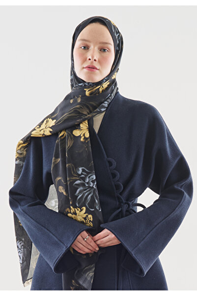 Freshscarfs Şal Norah din bumbac cu model, negru