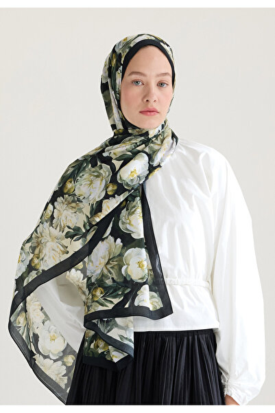Freshscarfs Lotus Floş Viskon Şal Siyah