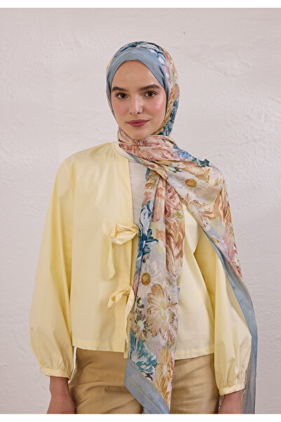 Freshscarfs Jasmıne Joy Desen Rami Şal Mavi