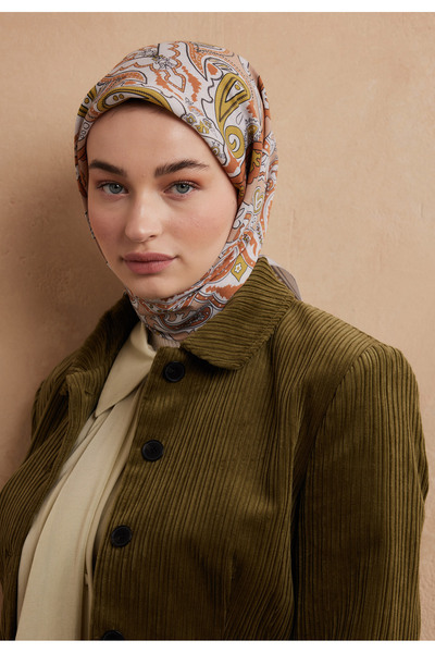 Freshscarfs Eșarfă din bumbac și mătase cu model Lena, culoare somon