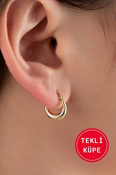Bayar Gold 14 Ayar Altın Hasır Burgulu Tekli Küpe 0.8 cm