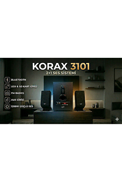 Korax 3101 Aux-usb-sd-fm-bluetooth Destekli 2+1 Ofis&Ev&Kafe Ses Sistemi + 2 ...