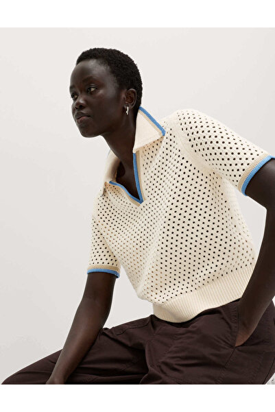 Marks & Spencer Pamuklu Polo Yaka Örme Üst