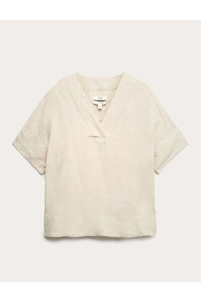 Marks & Spencer Saf Keten Bluz