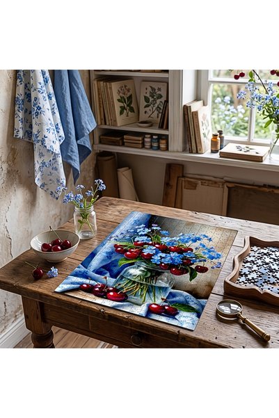 Soi Craft 500 Piece Puzzle Cherry and Blue Flowers Still Life # 261
