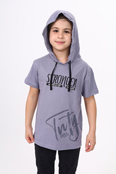 Toontoy Boy's Printed Hooded Short Sleeve T-Shirt