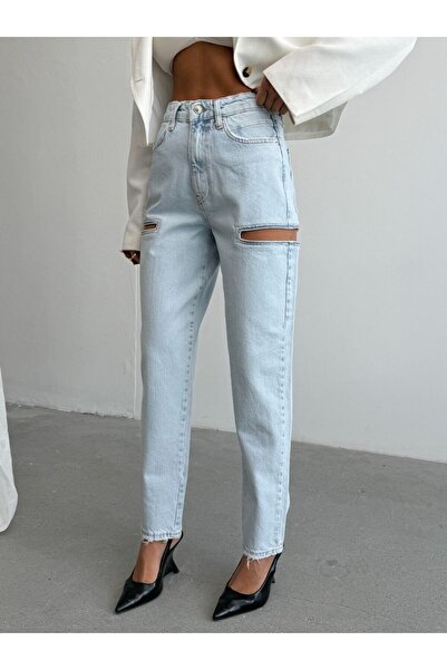 HerTon Pantaloni de damă din denim cu fermoar și design detaliat