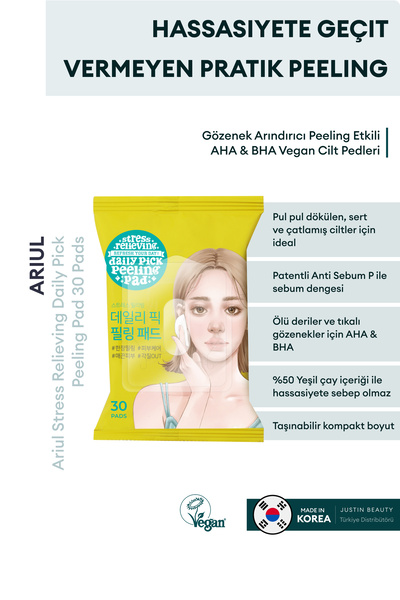 Ariul Stress Relieving Daily Pick Peeling Ped 30 Adet|Anti Sebum|Çay Ağacı Ya...