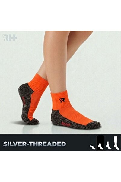 Rider Healthcare Cryo Silver + Towel Sole Short Silver Thread Socks — Orange/...