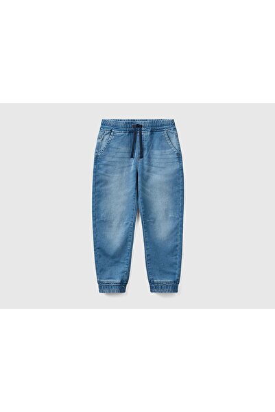 Benetton United Colors of Benetton Erkek Çocuk Açık Mavi Lastikli Pantolon BNT-B