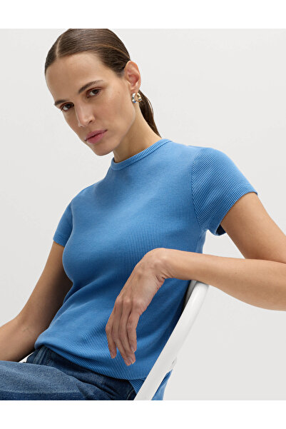 Marks & Spencer Saf Pamuk Waffle Dokulu T-Shirt
