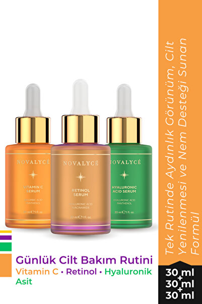 Novalyce Vitamin C Retinol ve Hyaluronic Acid Serum Seti 30 ml x3