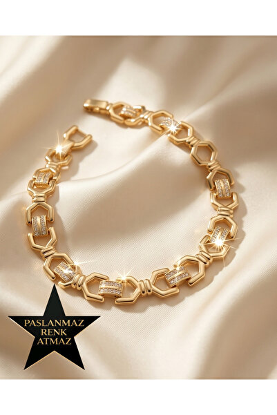XUPING JEWELRY Xuping 14K Altın Renginde Trend Zirkon Taşlı Kadın Bileklik 17...