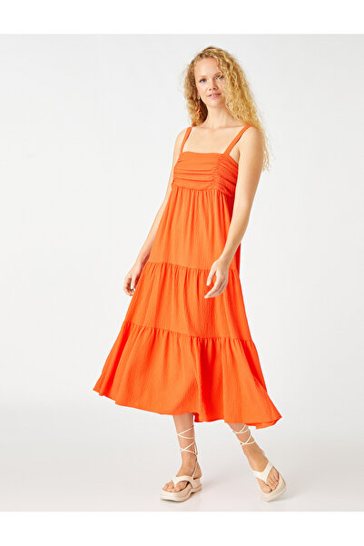 Koton Midi-Trägerkleid mit drapiertem Detail