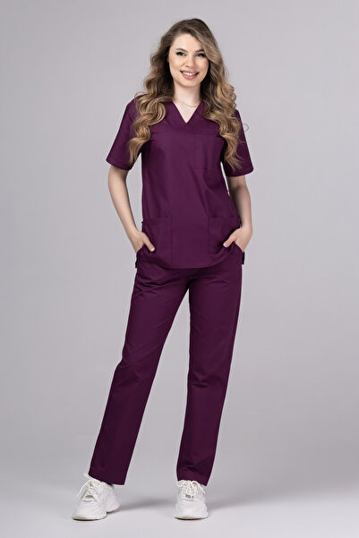 tag Costum medical pentru femei Women New ClassIQ, bluză și pantaloni, Rubin