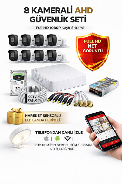 Hikvision Colorvu Gece Karanlıkta 7/24 Renkli 8 Kameralı AHD Set 1TB 7/24 Hdd