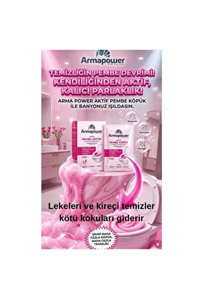 SANİYE TÖRİN ARMAPOWER KLOZET LEKE VE KREÇ ÇÖZÜCÜ MEYVE KOKULU 3 X 100 GR