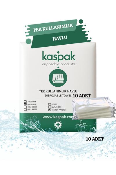 kaspak Tek kullanımlık havlu / 10 adet / 40*80 cm/ TEK TEK PAKETLİ
