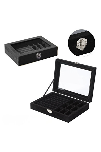 Generic Ring Box Velvet Jewelry Box - Lead Grey