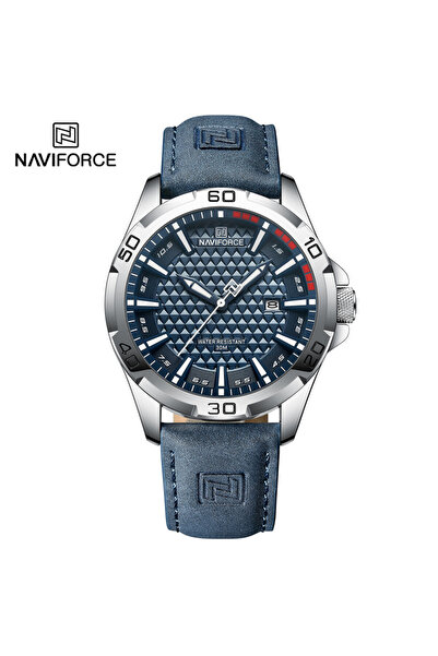 Naviforce ساعة SBEBE للرجال كوارتز مقاومة للماء مع تاريخ وحزام جلدي بتصميم فا...