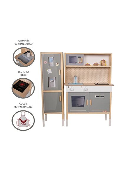Toysilla T1038 Ahşap Mutfak Buzdolaplı Sulu Mutfak - Yeşil