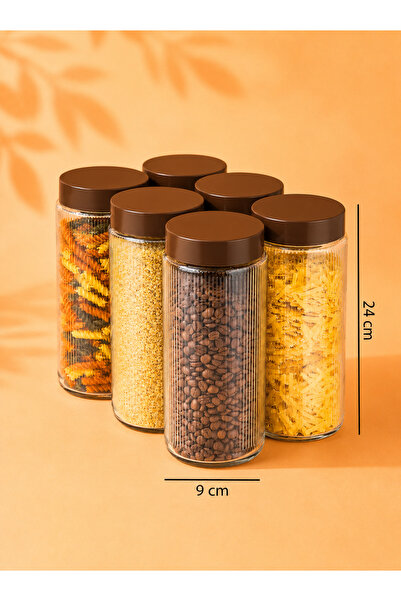 mafa home 6'Lı 1500 Ml Kapaklı Cam Erzak Ve Bakliyat Saklama Kavanozu Seti Ju...