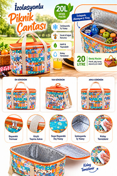 Trendinyeri CASTLE 20 Litre İzolasyonlu Plaj Piknik Kamp Çantası