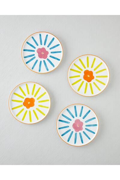 English Home Sunflowers Ceramic 4-Piece Cake Set 20 cm Colorful