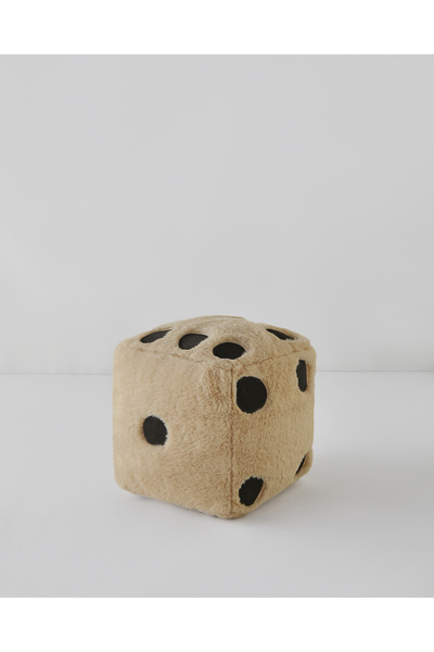 English Home Dice Dolgulu Pelüş Kırlent 20x20 cm Açık Kahverengi