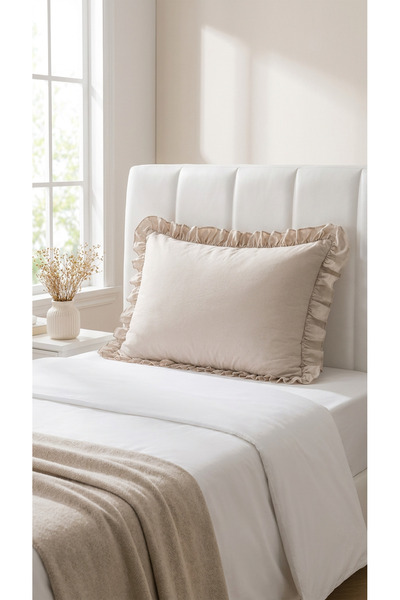 kesenegore Ruffled Ranforce Fabric Pillow Case 50 X 70