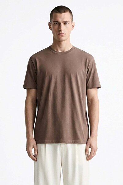 Madmext Καφέ ανδρικό μπλουζάκι Regular Fit Basic 6131