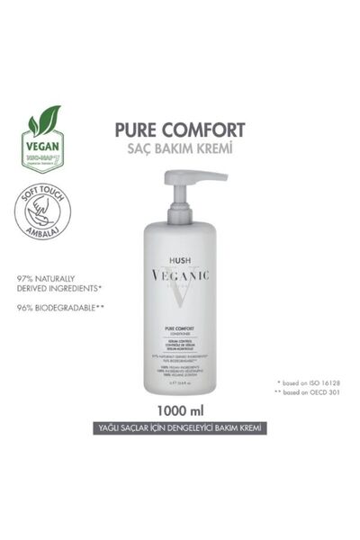 HUSH Veganic Pure Comfort Yağlı Saçlar İçin Dengeleyici Saç Kremi 1000 ml
