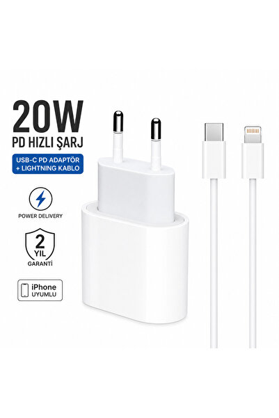 Ryan 20W PD Hızlı Şarj Adaptörü + Lightning Kablo Seti | USB-C Güç Adaptörü |...