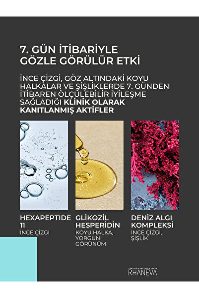 RHANEVA İnce Çizgi, Koyu Halka, Şişlik Karşıtı Göz Kremi, Organik ve Vegan Sertifikalı, 15 ml
