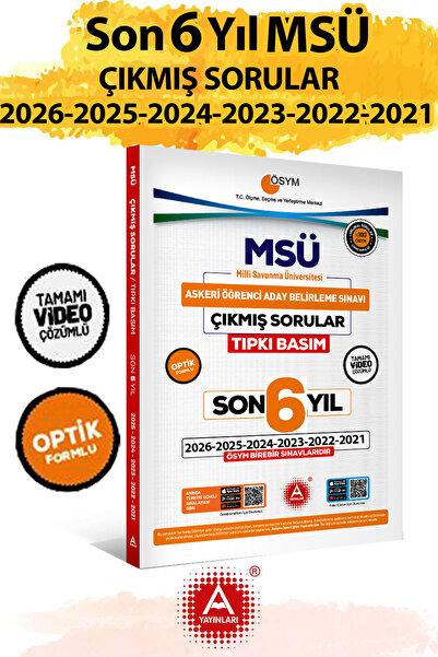 A Yayınları Son 5 yıl MSÜ Çıkmış Sorular 2025-2024-2023-2022-2021 Yılları Tıp...