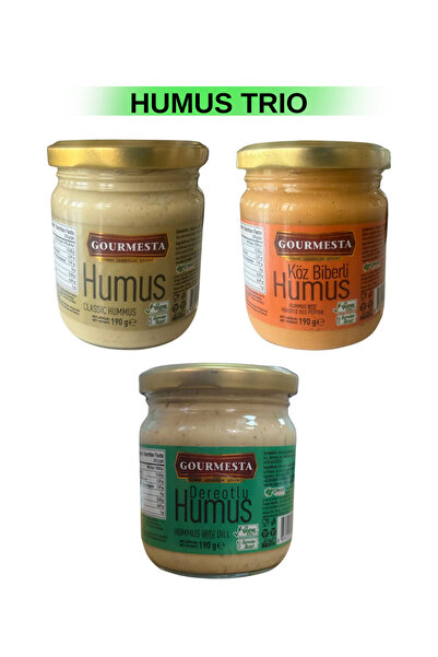 GOURMESTA 3'lü 210 cc Humus Seti (1 Adet Klasik Humus, 1 Adet Dereotlu Humus,...