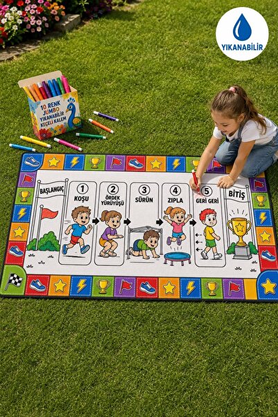 Nizal Home Eğitici Yıkanabilir Tekrar Boyanabilir Çocuk Odası Oyun Matı Boyam...