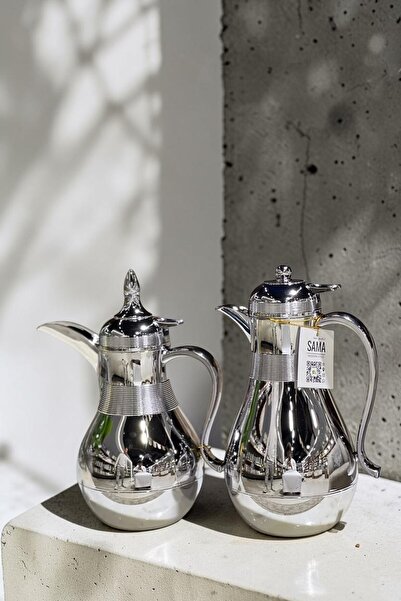 sahal aloula Tramisu Tea and Coffee Set - Full Gloss Chrome Silver - 2 Pieces...