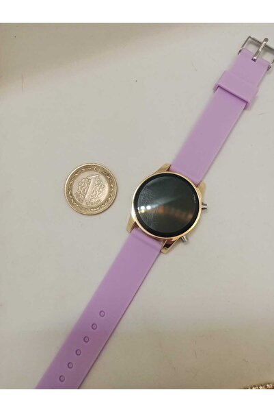Brality Lila RENK Silikon Kordonlu ( Gold RENK Kasa ) Dikdörtgen Led Işıklı D...