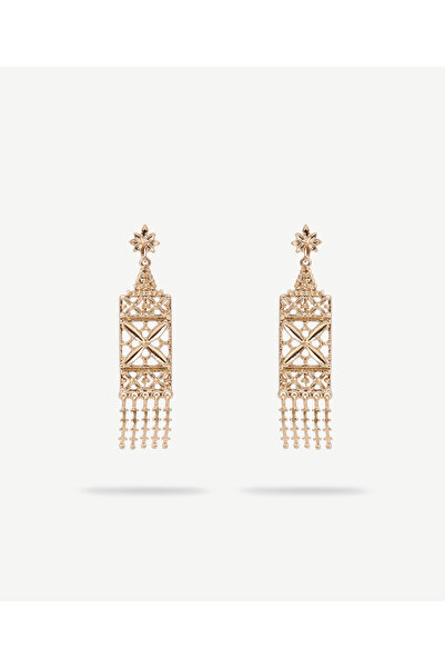 Yargıcı Uzun Sallantılı Gold Küpe