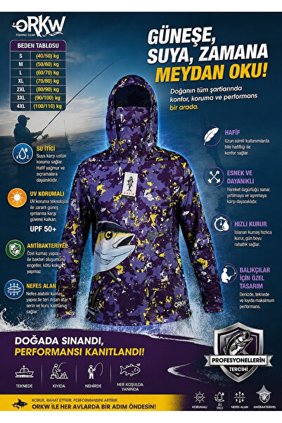 dkmoutdoor Orkw Kapüşonlu Uzun Kollu Balıkçı Ve Su Sporları Uv Korumalı Su It...