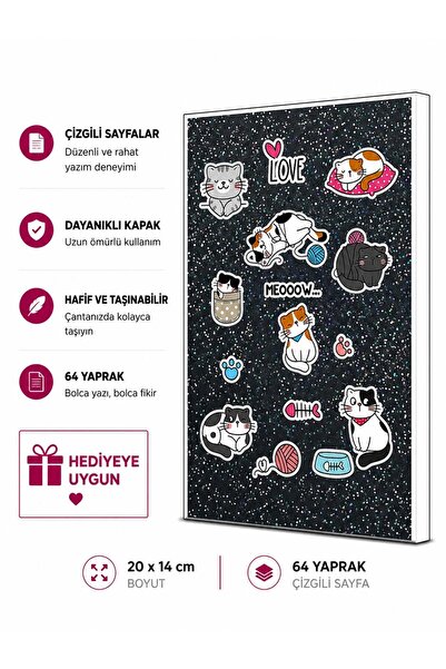 4nio Crna mačka Sa šljokicama beležnica